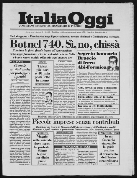 Italia oggi : quotidiano di economia finanza e politica